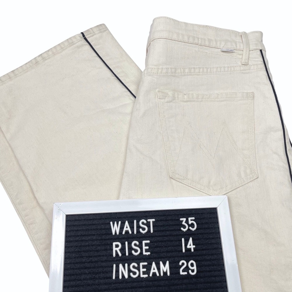 MOTHER SUPERIOR Barrel Jeans Sz 34 NWT Half Piped Ankle Relaxed Cream $258 - Picture 9 of 14